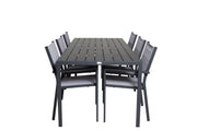 Venture Home Break spisebord - 205*90 - Black Alu / Black Aintwood+Copacabana Arm stol (s