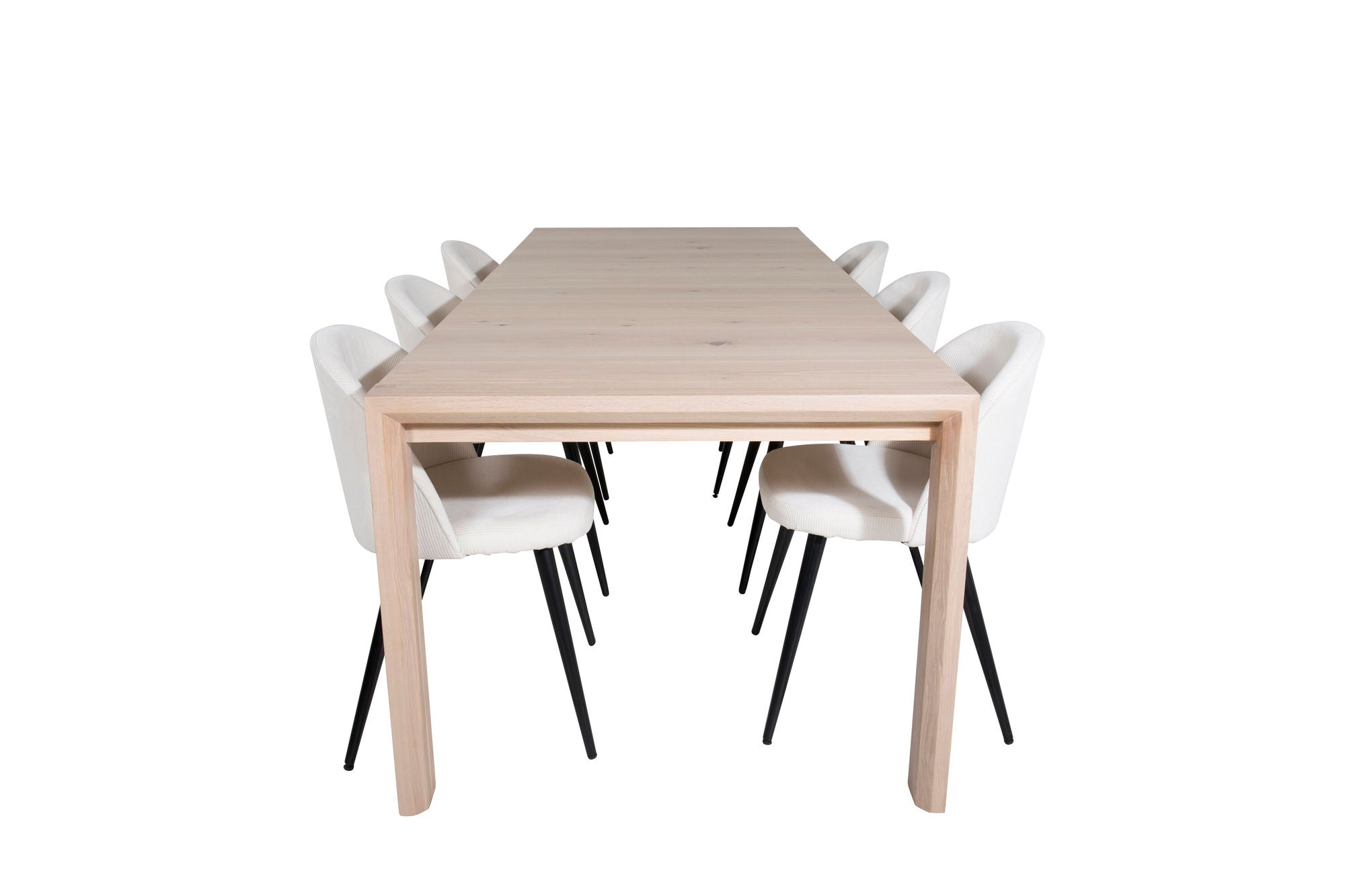 Venture Home Slider Extention bord - White Wash - 170+40+40cm +Velvet Spisebordsstol Corduroy