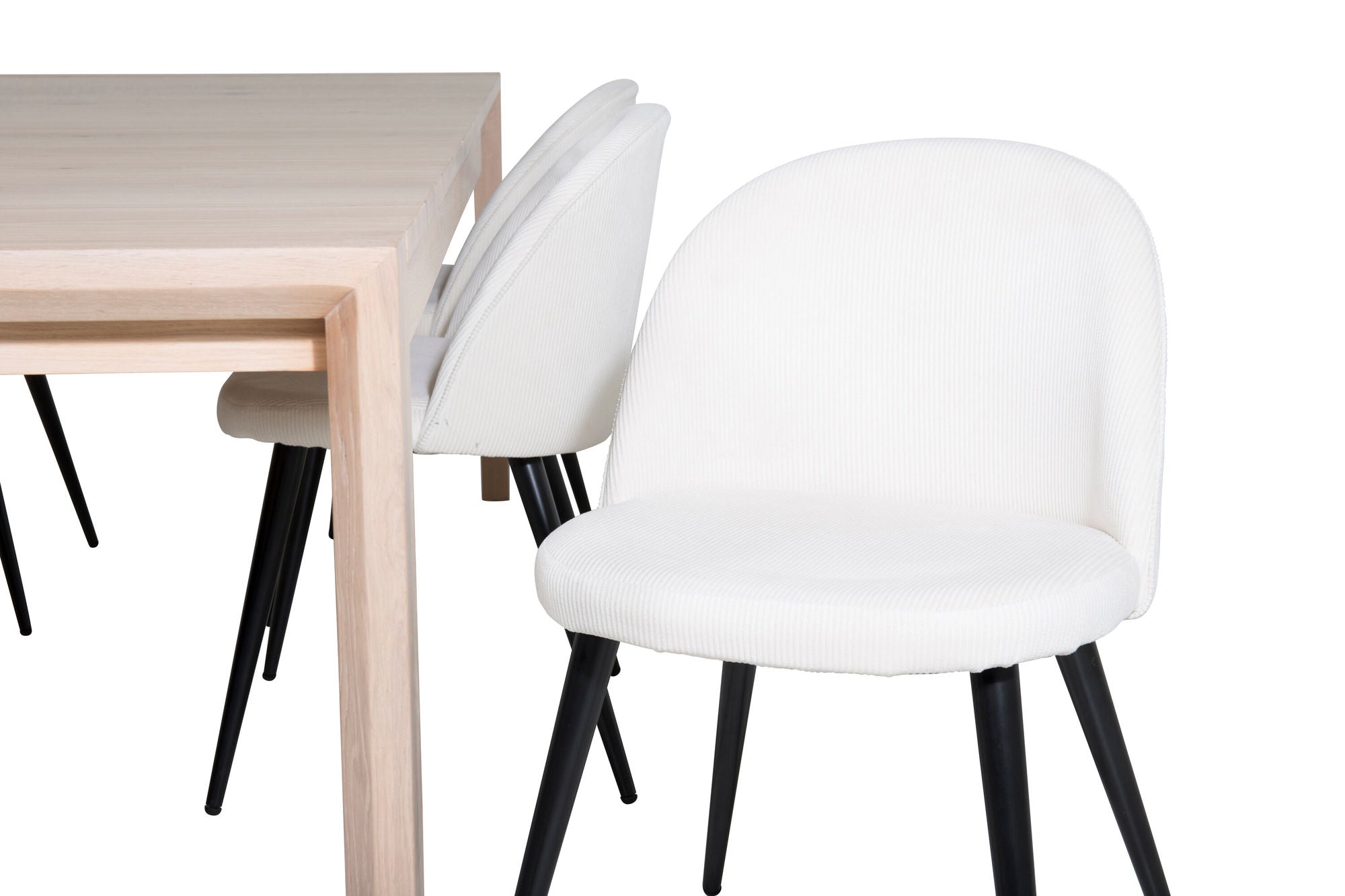 Venture Home Slider Extention bord - White Wash - 170+40+40cm +Velvet Spisebordsstol Corduroy