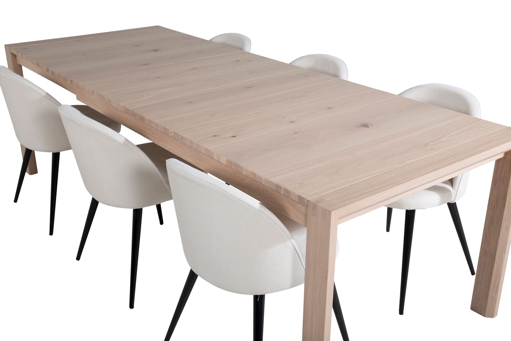 Venture Home Slider Extention bord - White Wash - 170+40+40cm +Velvet Spisebordsstol Corduroy