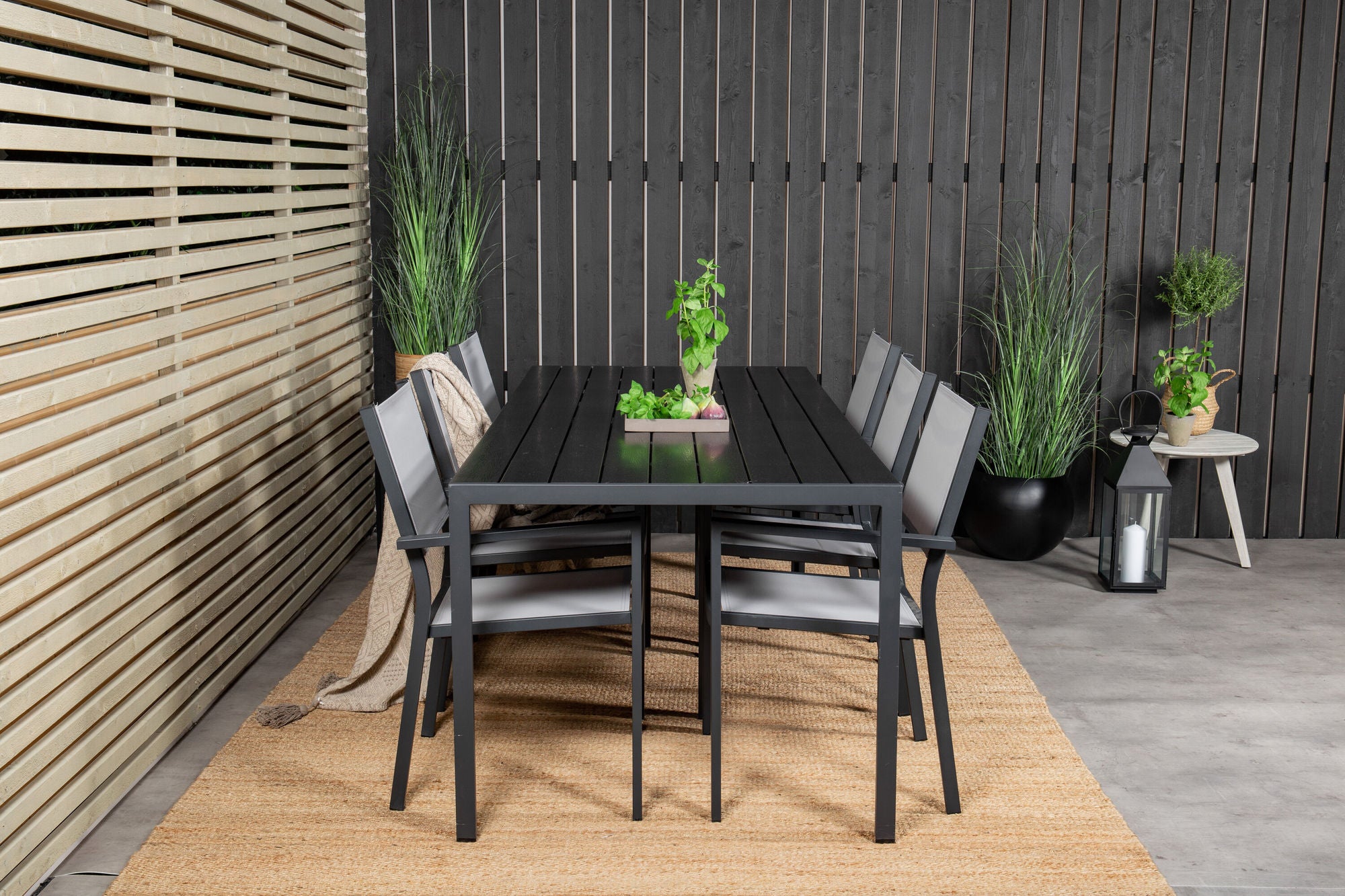Venture Home Break spisebord - 205*90 - Black Alu / Black Aintwood+Copacabana Arm stol (s