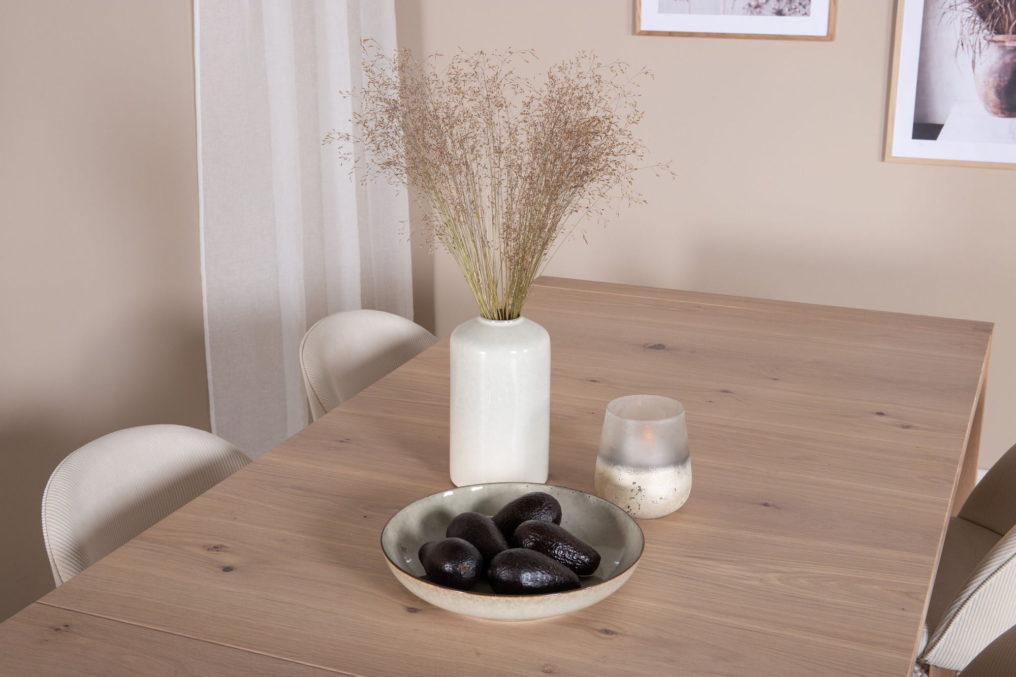 Venture Home Slider Extention bord - White Wash - 170+40+40cm +Velvet Spisebordsstol Corduroy