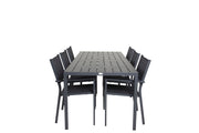Venture Home Break spisebord - 205*90 - Black Alu / Black Aintwood+Copacabana Arm stol (s
