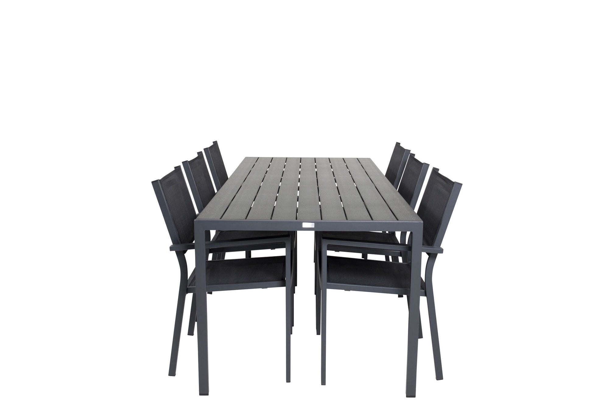 Venture Home Break spisebord - 205*90 - Black Alu / Black Aintwood+Copacabana Arm stol (s