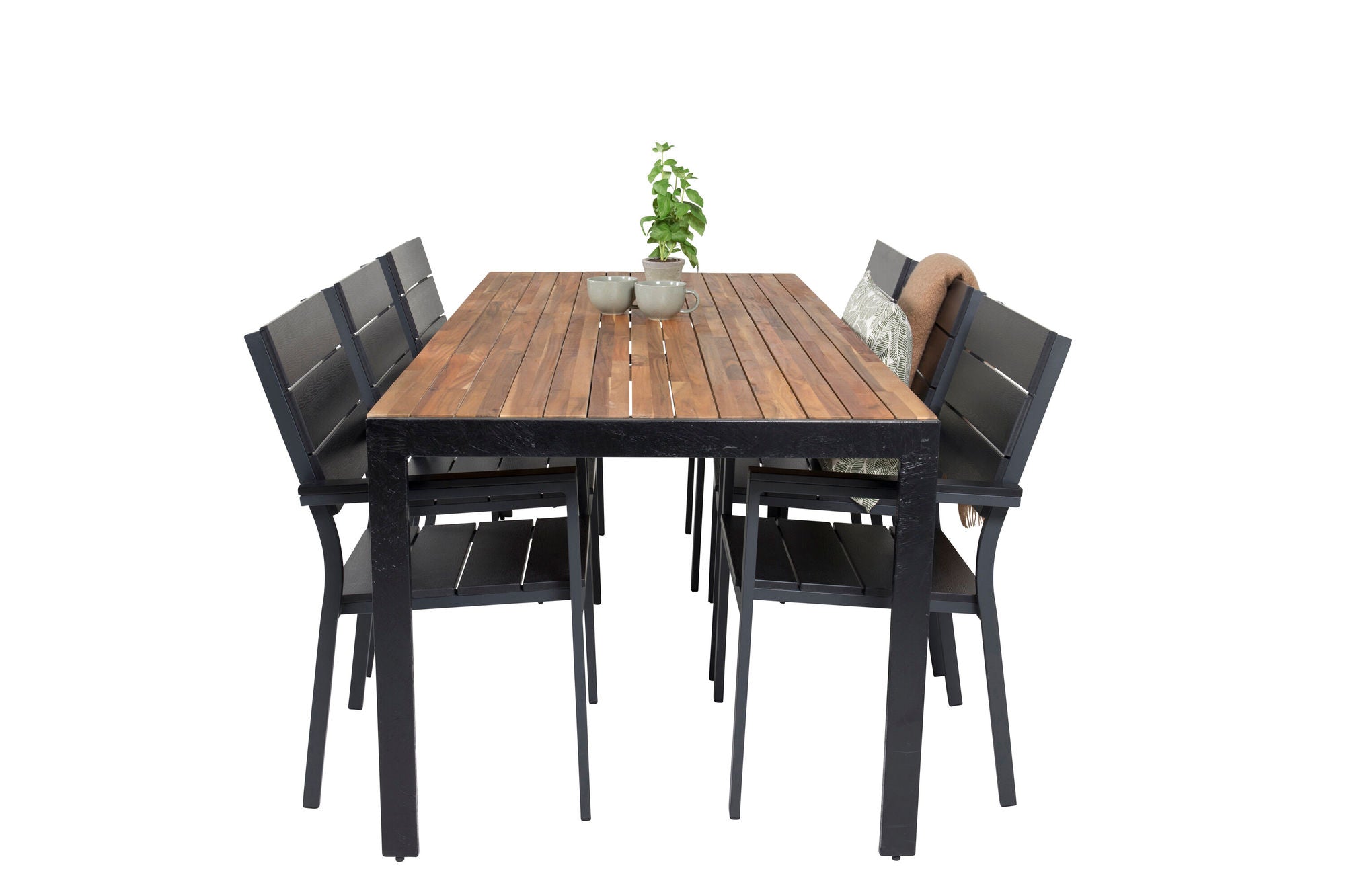 Venture Home Bois spisebord 200*100cm - Black Legs / Acacia +Levels stol (stackable) - B