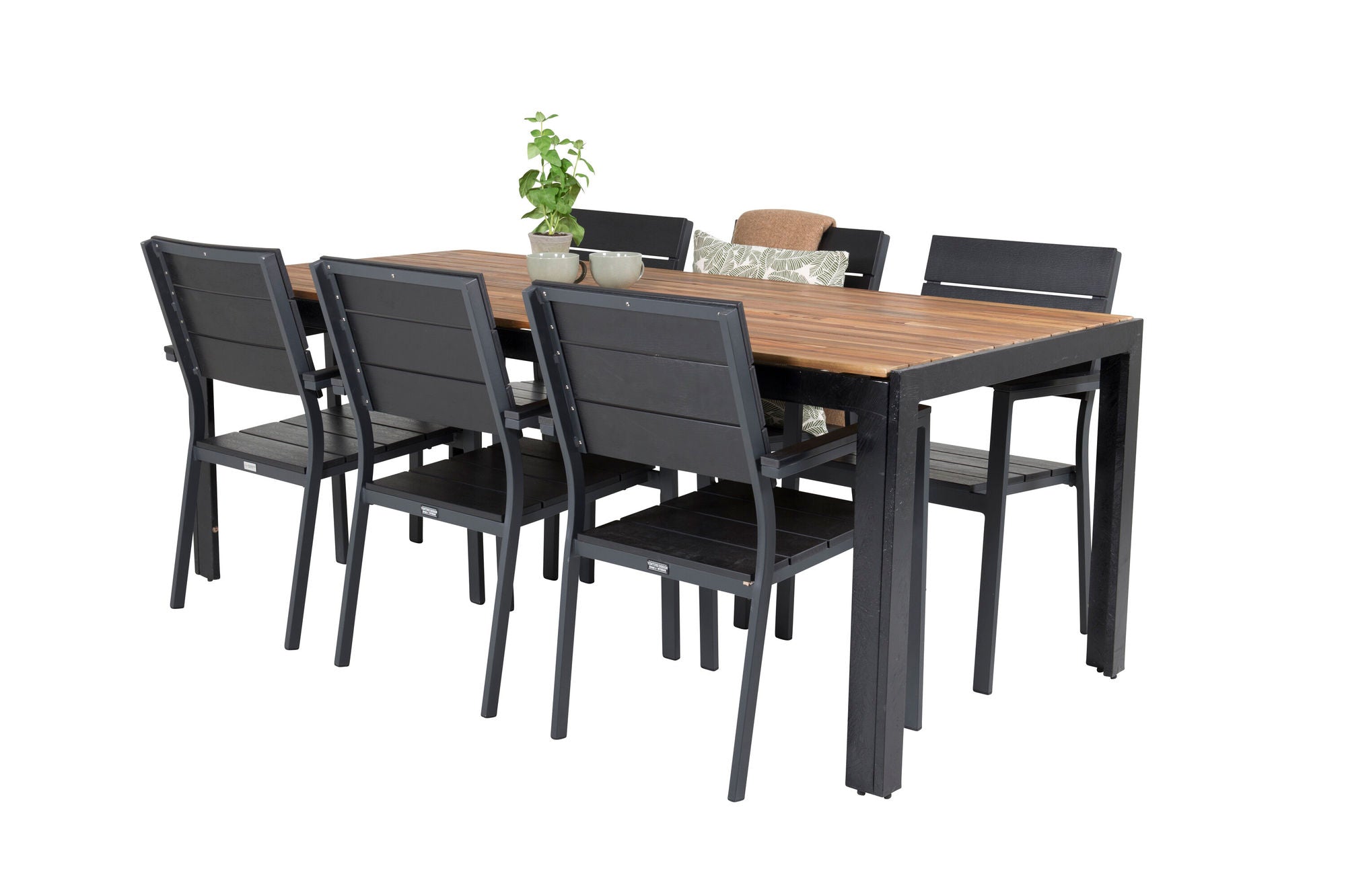 Venture Home Bois spisebord 200*100cm - Black Legs / Acacia +Levels stol (stackable) - B
