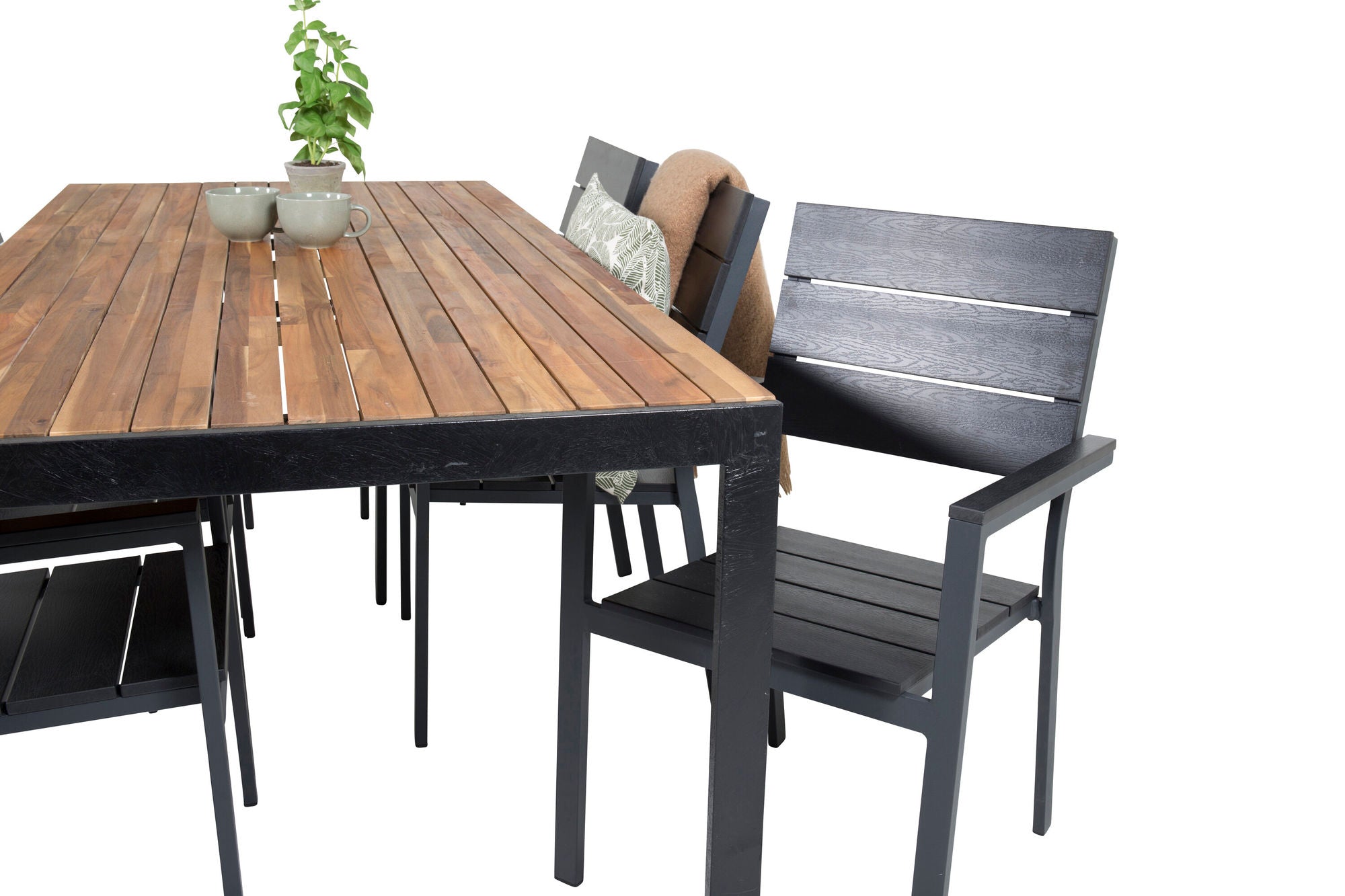 Venture Home Bois spisebord 200*100cm - Black Legs / Acacia +Levels stol (stackable) - B