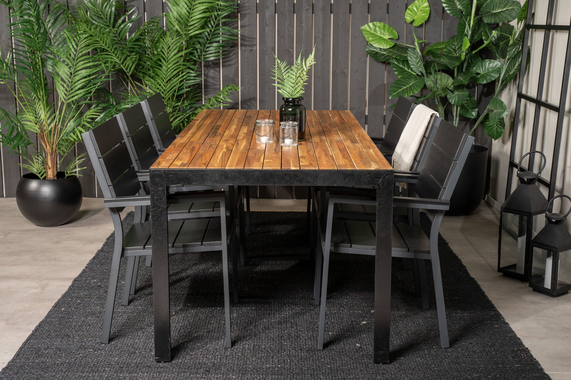 Venture Home Bois spisebord 200*100cm - Black Legs / Acacia +Levels stol (stackable) - B