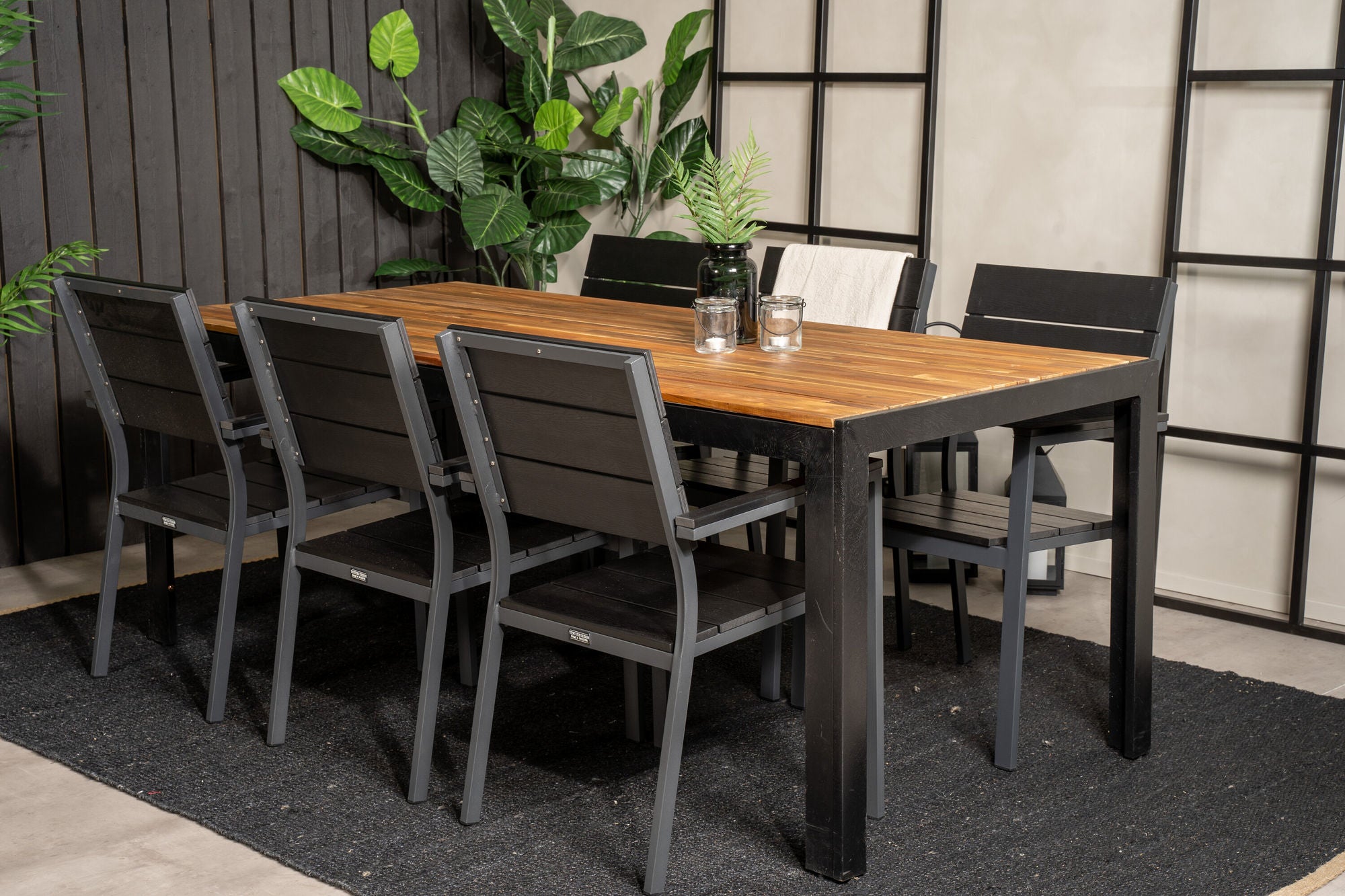 Venture Home Bois spisebord 200*100cm - Black Legs / Acacia +Levels stol (stackable) - B