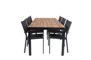 Venture Home Bois spisebord 200*100cm - Black Legs / Acacia +Copacabana Arm stol (stacka