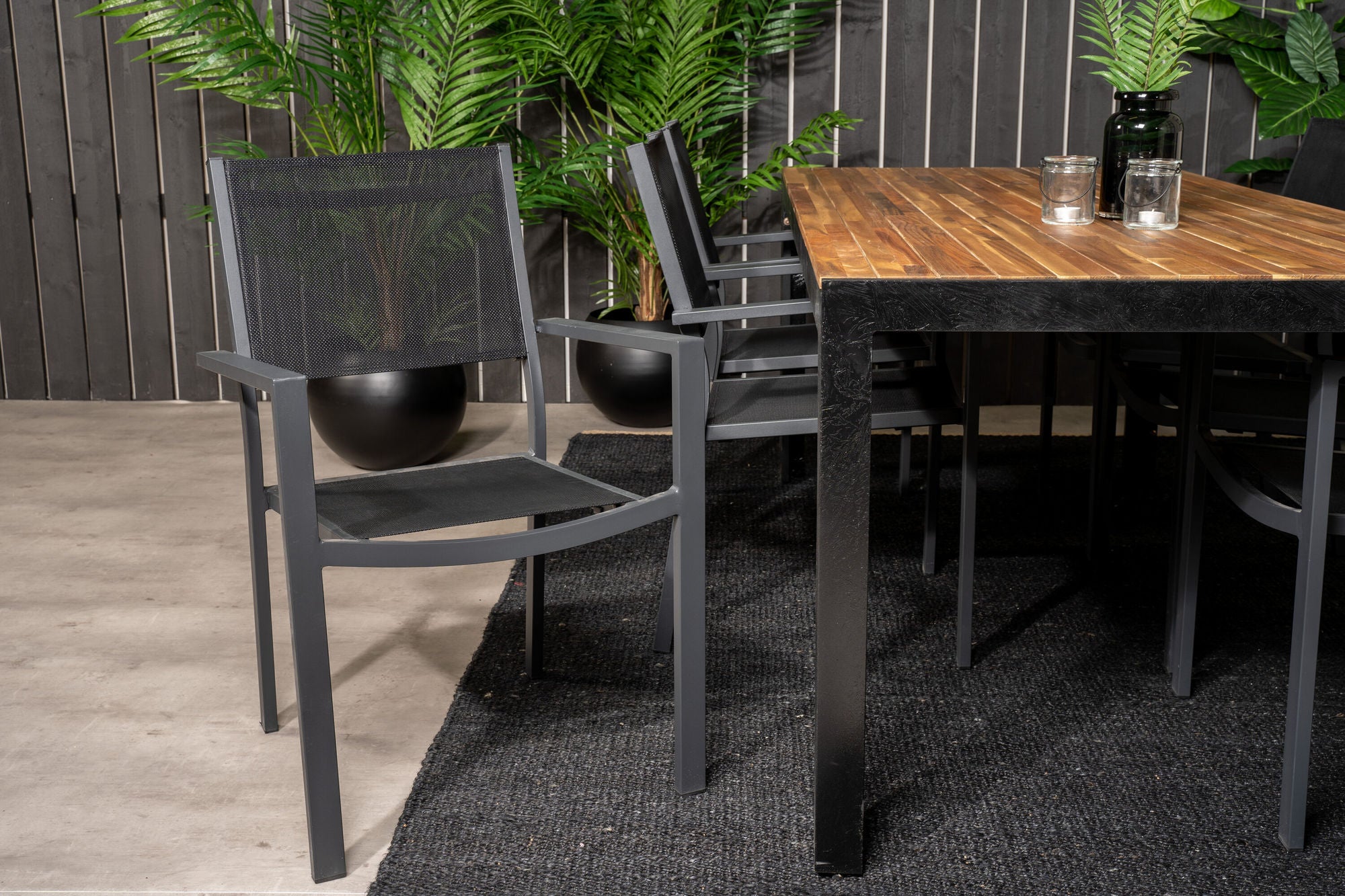 Venture Home Bois spisebord 200*100cm - Black Legs / Acacia +Copacabana Arm stol (stacka
