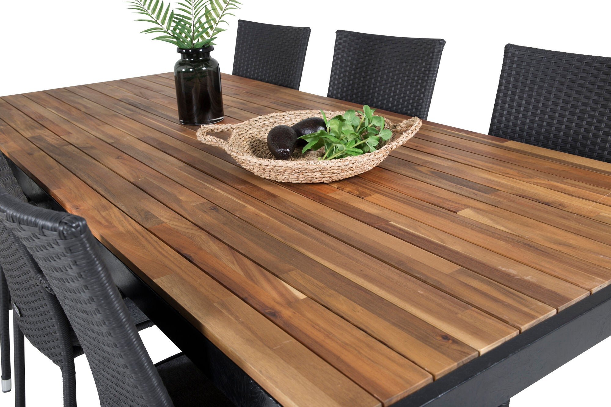 Venture Home Bois spisebord 200*100cm - Black Legs / Acacia +Anna Arm stol (stackable) -
