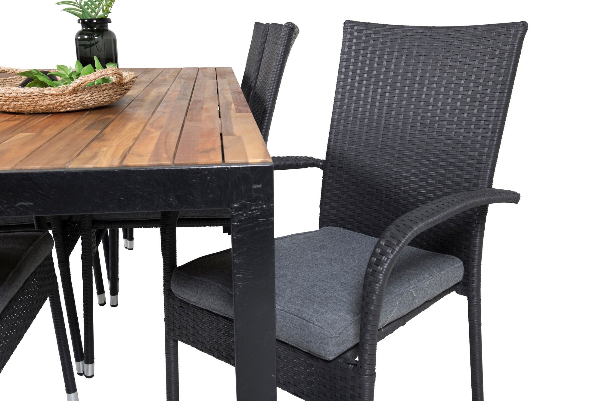 Venture Home Bois spisebord 200*100cm - Black Legs / Acacia +Anna Arm stol (stackable) -