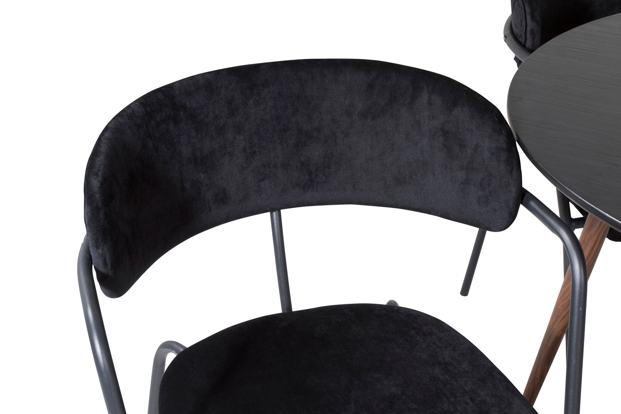 Venture Home Plaza rund bord 100 cm - Black Top - Walnut legs+Arrow armchair - Black Legs - Black Velvet_4