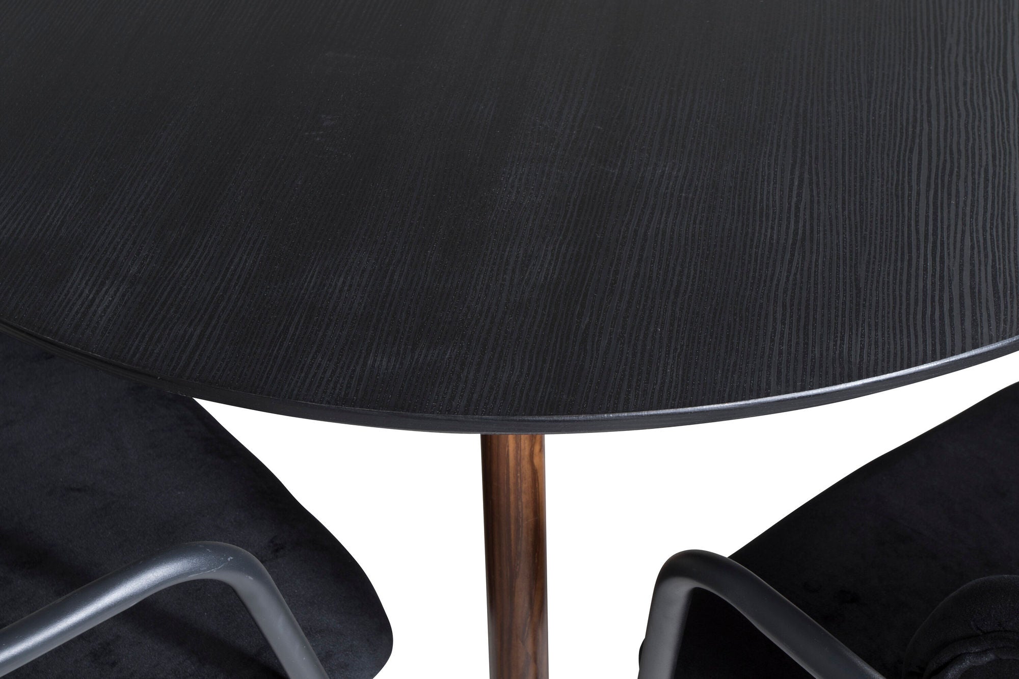 Venture Home Plaza rund bord 100 cm - Black Top - Walnut legs+Arrow armchair - Black Legs - Black Velvet_4