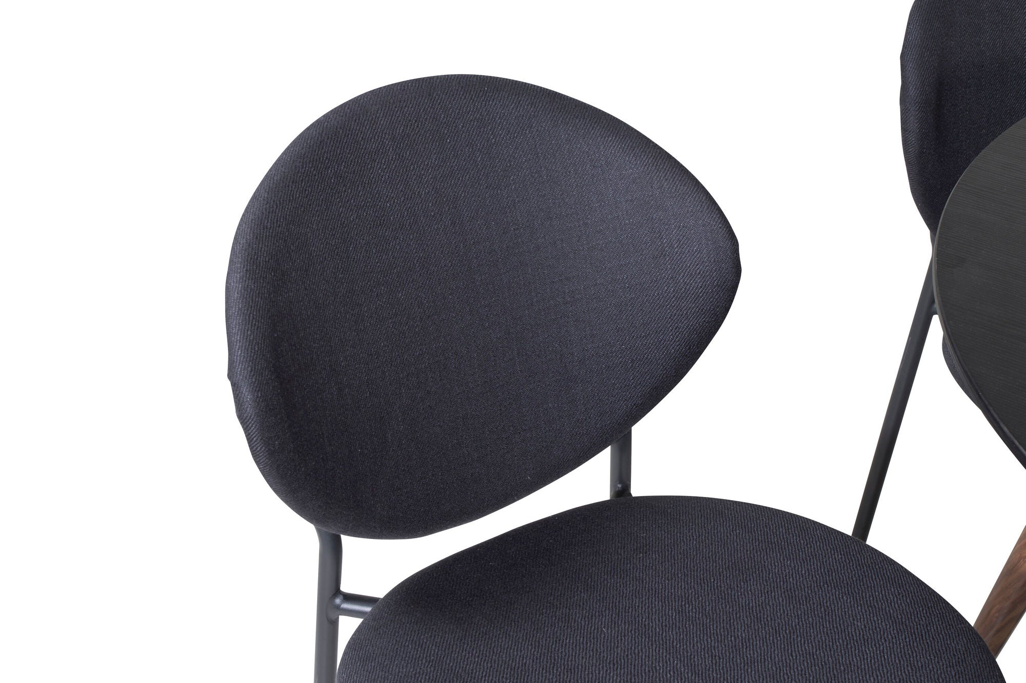 Venture Home Plaza rund bord 100 cm - Black Top - Walnut legs+Vault Spisebordsstol - Black Legs - Black Fabric_4