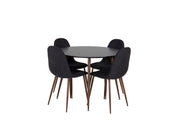 Venture Home Plaza rund bord 100 cm - Black Top - Walnut legs+Polar Spisebordsstol - Walnut Legs - Black Fabric_4
