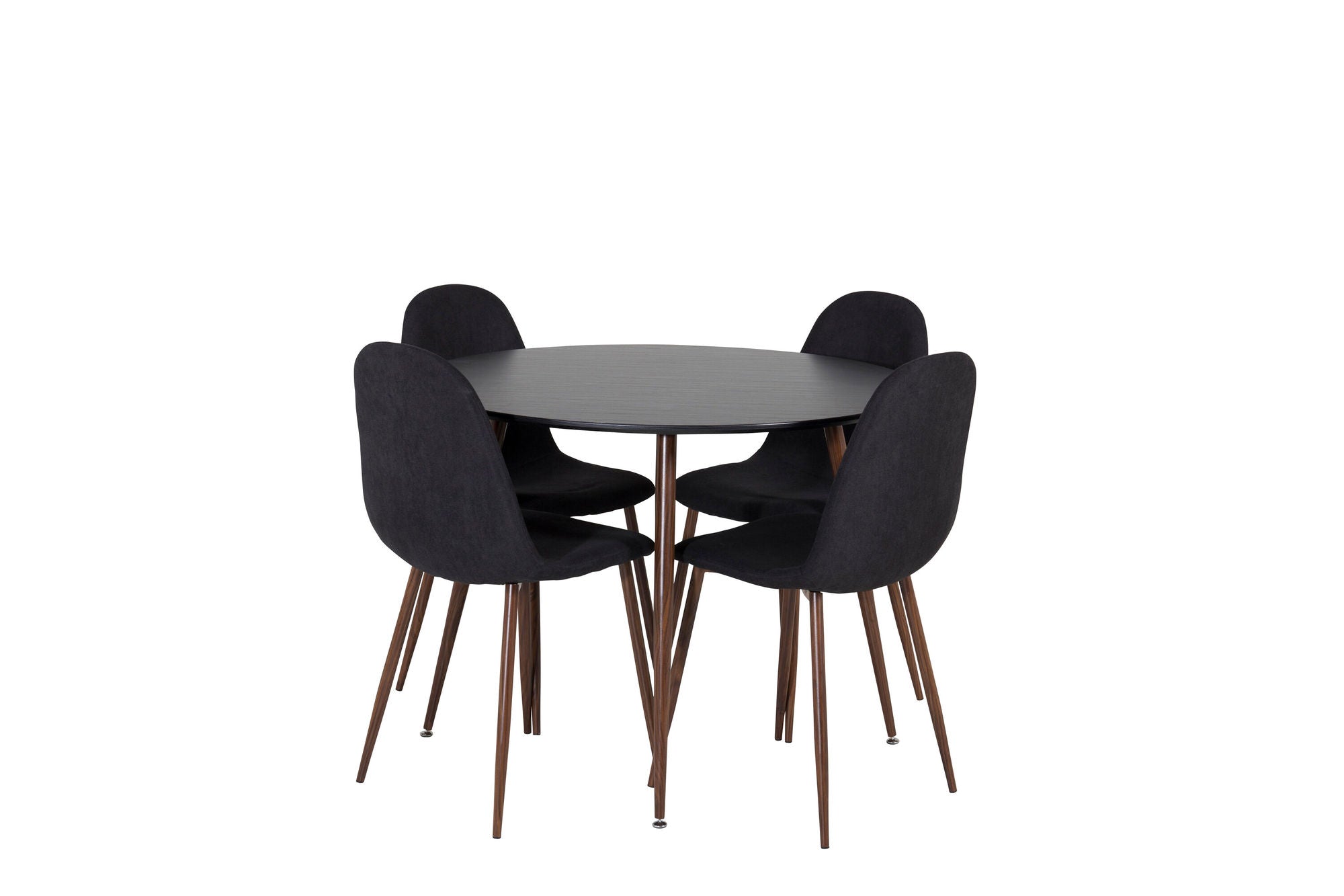 Venture Home Plaza rund bord 100 cm - Black Top - Walnut legs+Polar Spisebordsstol - Walnut Legs - Black Fabric_4
