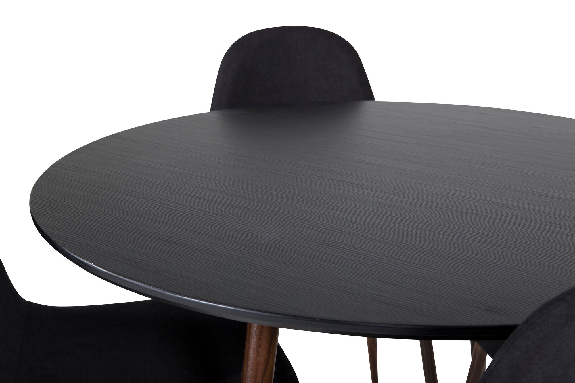 Venture Home Plaza rund bord 100 cm - Black Top - Walnut legs+Polar Spisebordsstol - Walnut Legs - Black Fabric_4