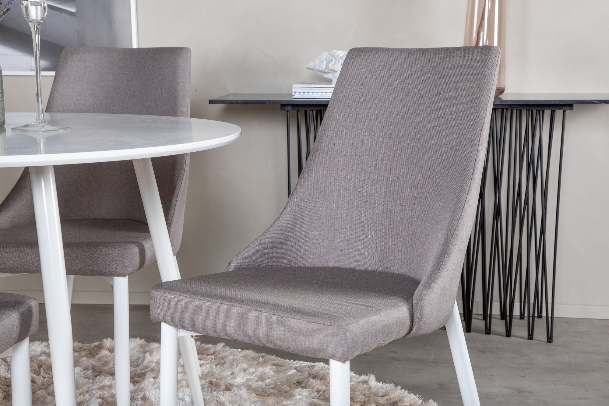 Venture Home Plaza rund bord 100 cm - White top / White Legs +Leone 2.0 Polar Grey - White Legs _4