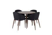 Venture Home Plaza rund bord 100 cm - Walnut top - Walnut legs+Arch Spisebordsstol - Walnut Legs - Black Fabric_4