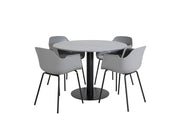 Venture Home Estelle rund spisebord ø106 H75 - Black / Black+Comfort Plastic Spisebordsstol - Black Legs - Grey Plastic_4