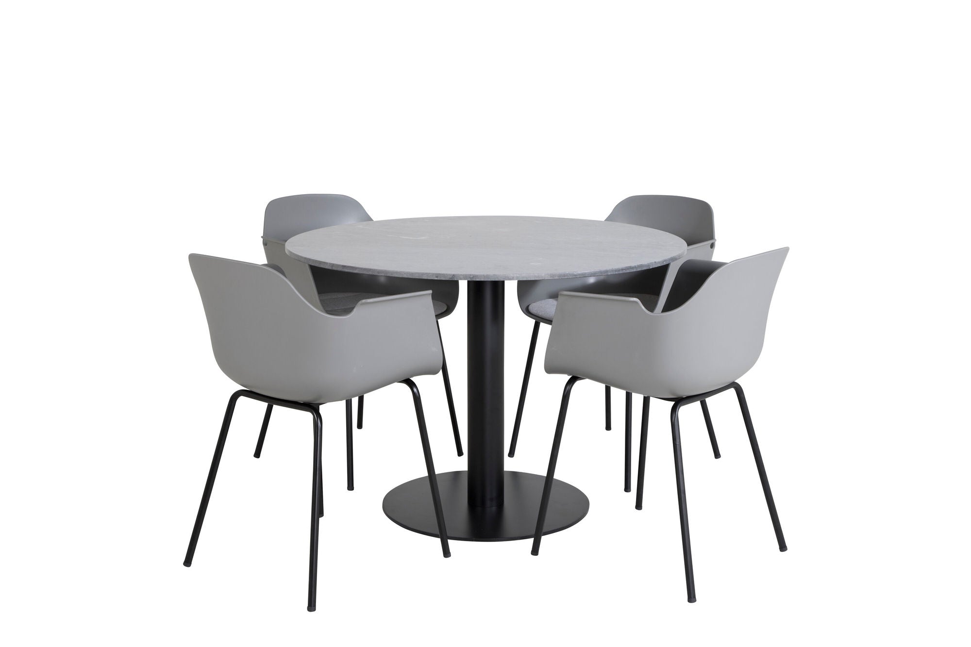 Venture Home Estelle rund spisebord ø106 H75 - Black / Black+Comfort Plastic Spisebordsstol - Black Legs - Grey Plastic_4