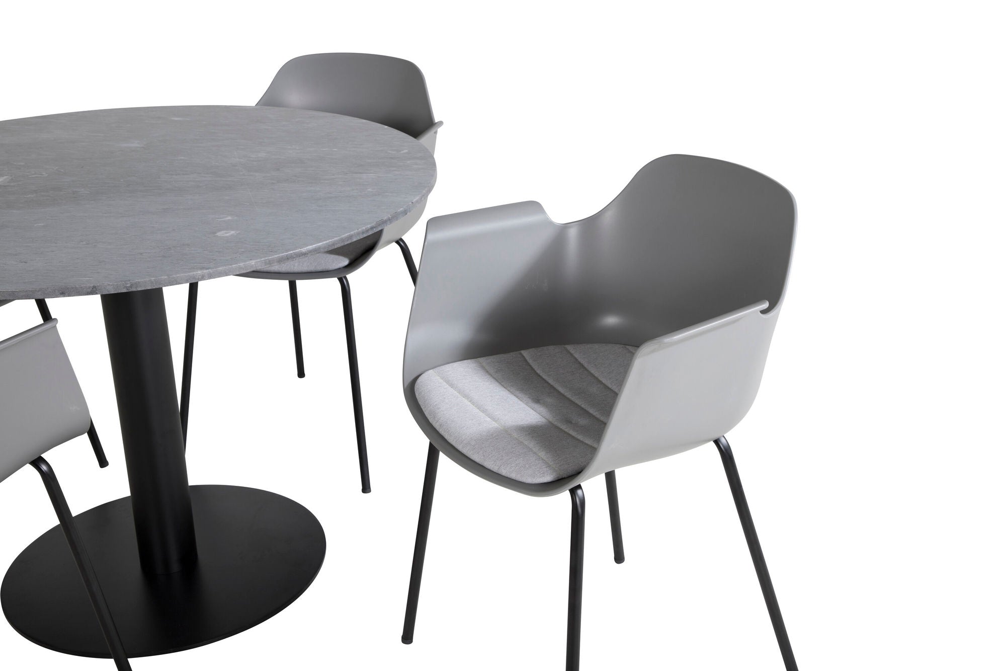 Venture Home Estelle rund spisebord ø106 H75 - Black / Black+Comfort Plastic Spisebordsstol - Black Legs - Grey Plastic_4