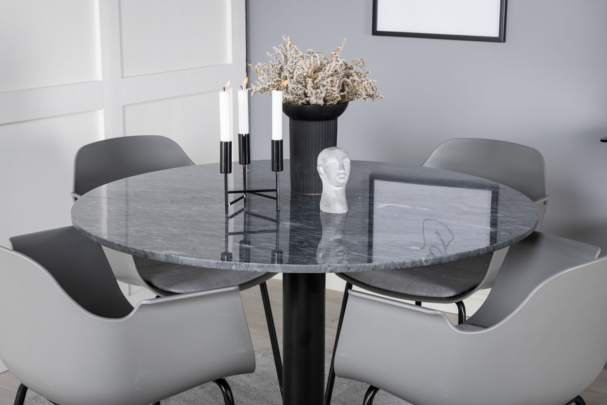 Venture Home Estelle rund spisebord ø106 H75 - Black / Black+Comfort Plastic Spisebordsstol - Black Legs - Grey Plastic_4