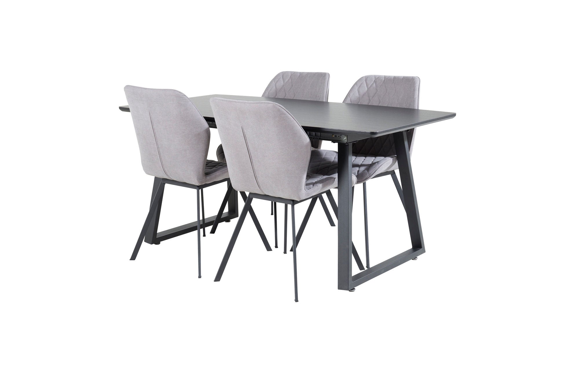 Venture Home Inca Extentionbord - Black top / black Legs+Gemma Spisebordsstol - Black Legs - Grey Fabric_4