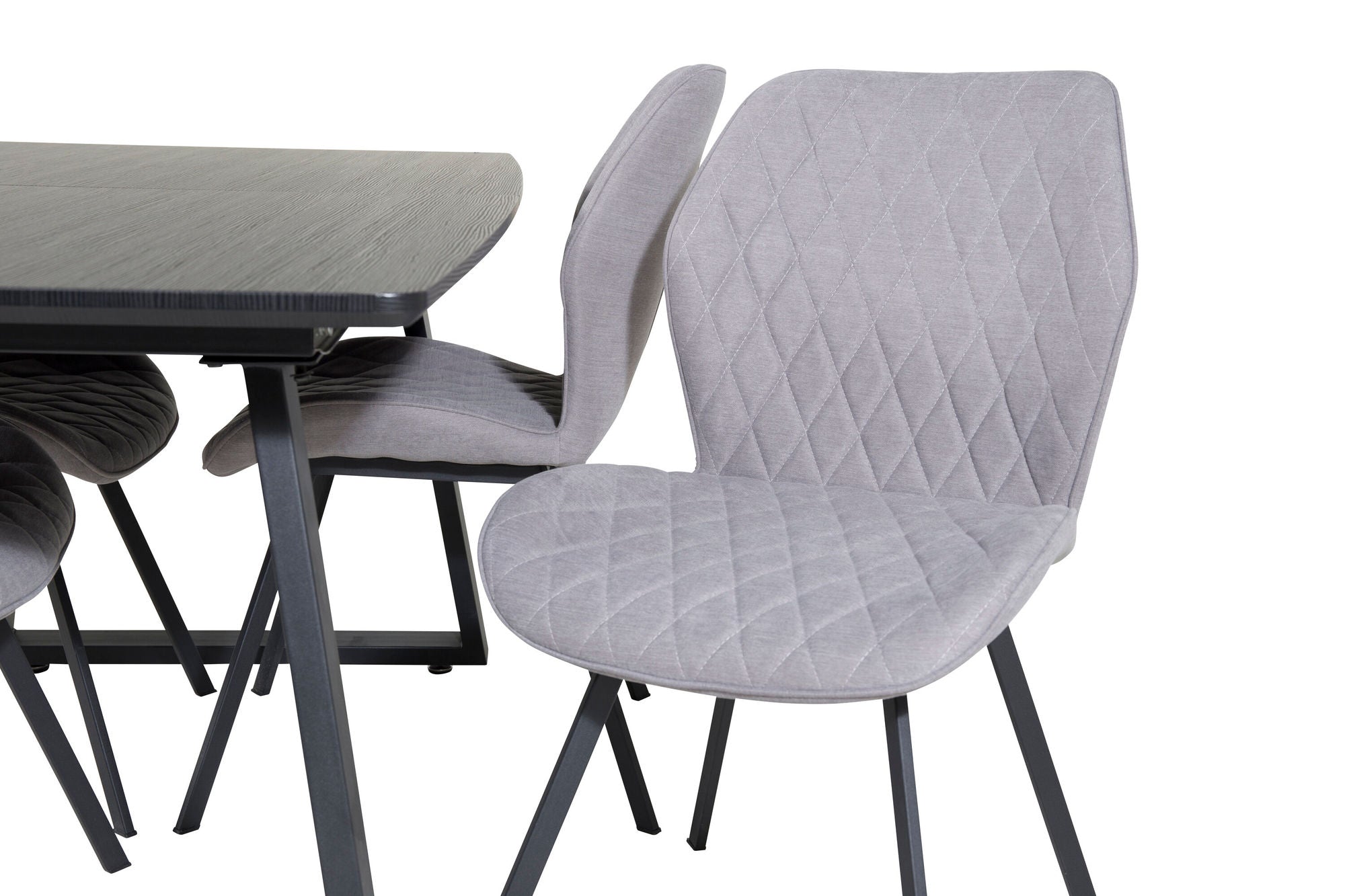 Venture Home Inca Extentionbord - Black top / black Legs+Gemma Spisebordsstol - Black Legs - Grey Fabric_4