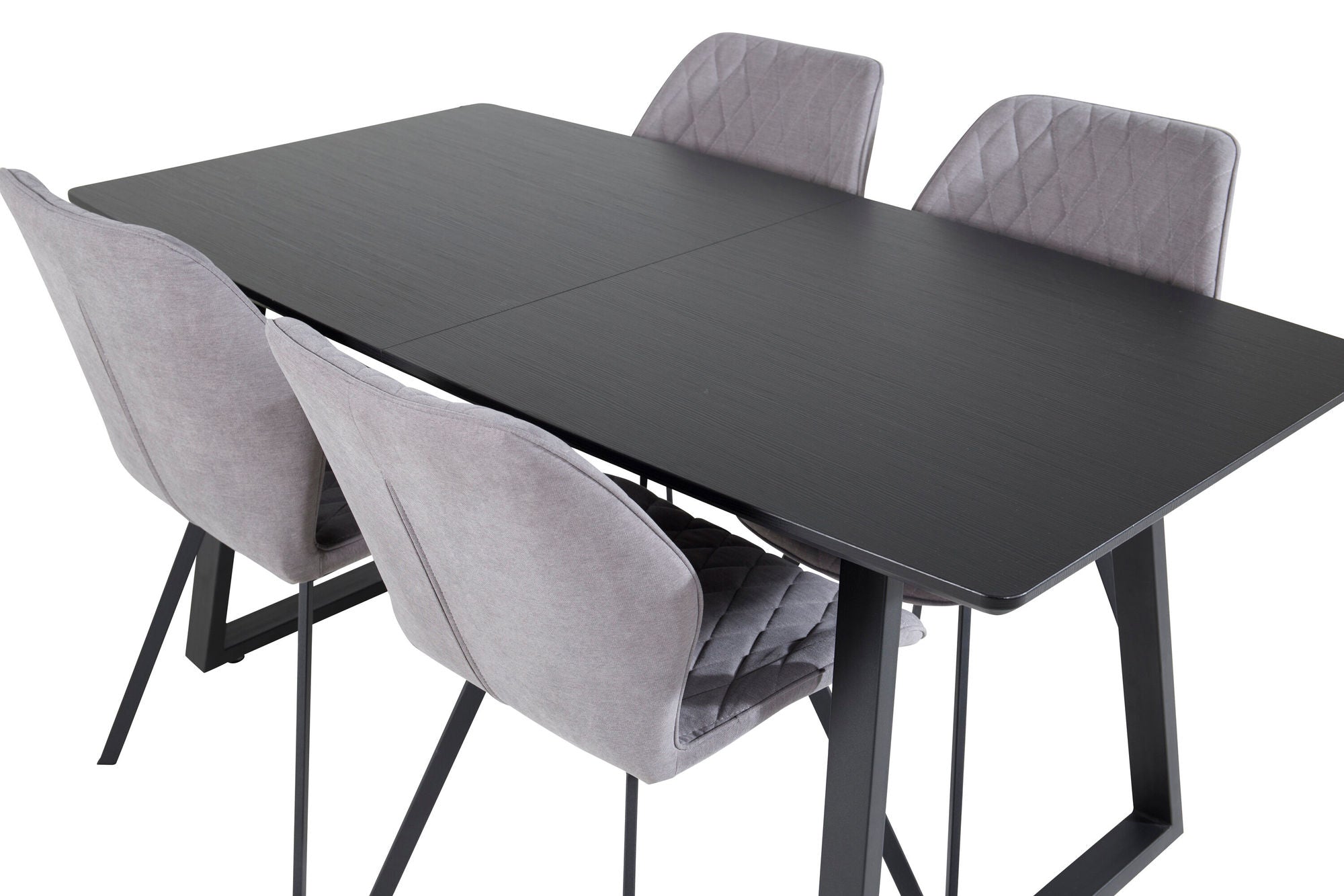 Venture Home Inca Extentionbord - Black top / black Legs+Gemma Spisebordsstol - Black Legs - Grey Fabric_4