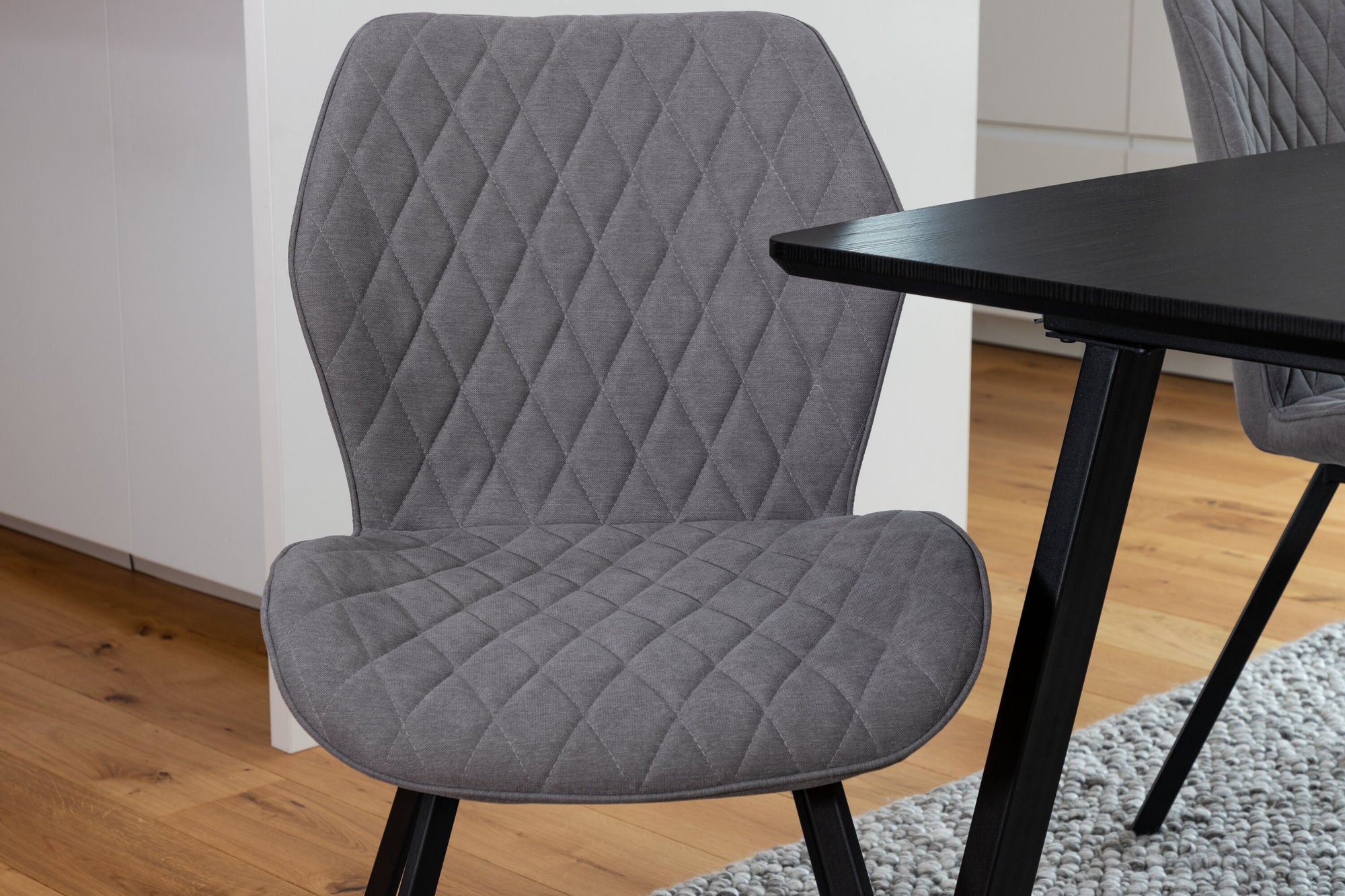 Venture Home Inca Extentionbord - Black top / black Legs+Gemma Spisebordsstol - Black Legs - Grey Fabric_4