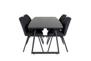 Venture Home Inca Extentionbord - Black top / black Legs+Gemma Spisebordsstol - Black Legs - Black Fabric_4