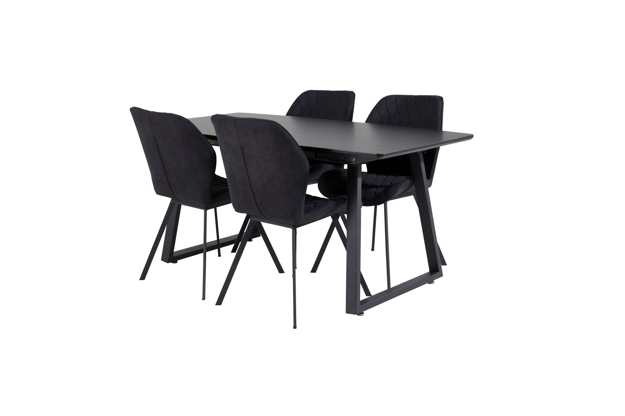 Venture Home Inca Extentionbord - Black top / black Legs+Gemma Spisebordsstol - Black Legs - Black Fabric_4