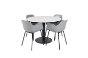 Venture Home Estelle rund spisebord ø106 H75 - White / Black+Comfort Plastic Spisebordsstol - Black Legs - Grey Plastic_4