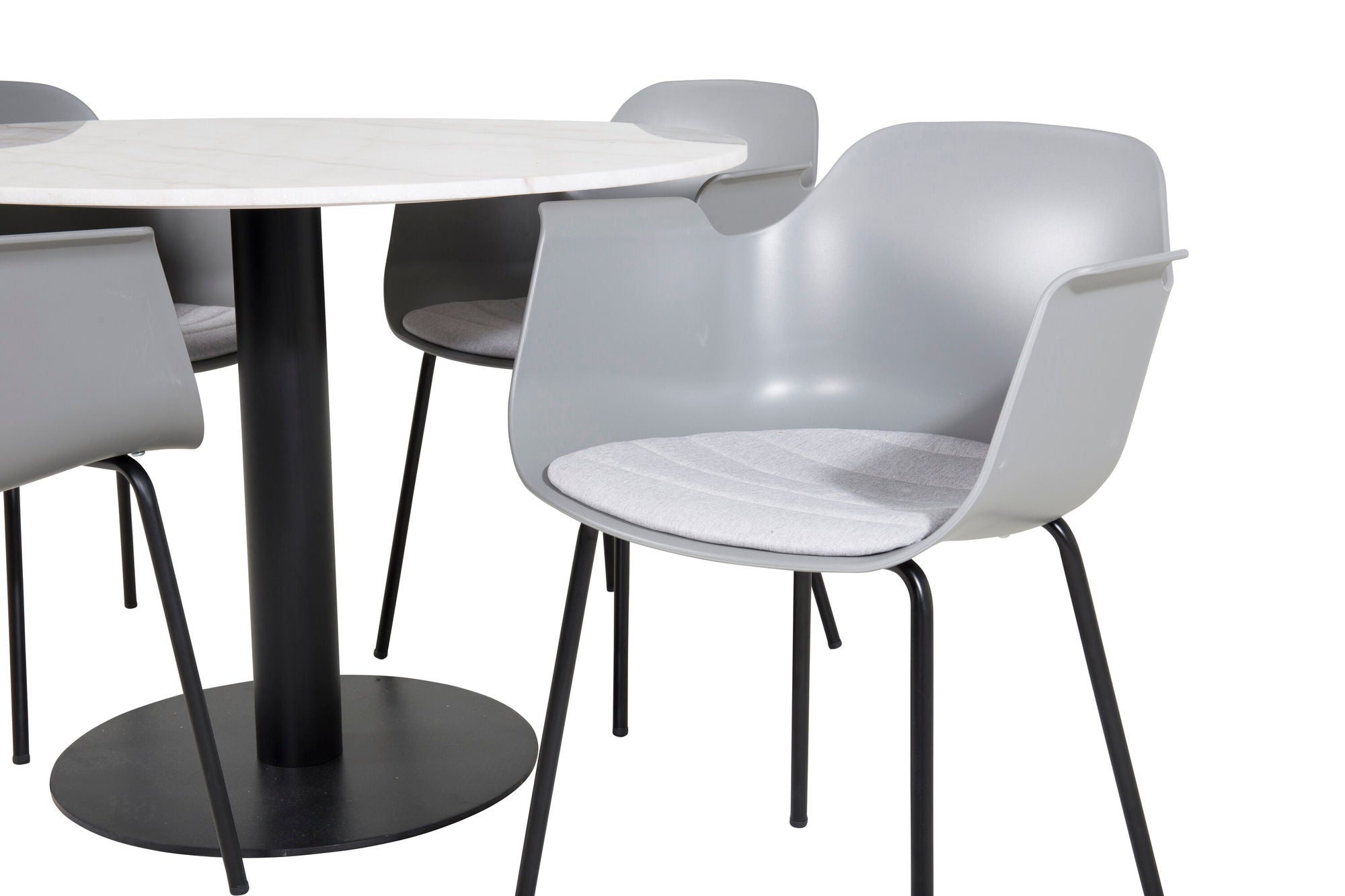 Venture Home Estelle rund spisebord ø106 H75 - White / Black+Comfort Plastic Spisebordsstol - Black Legs - Grey Plastic_4