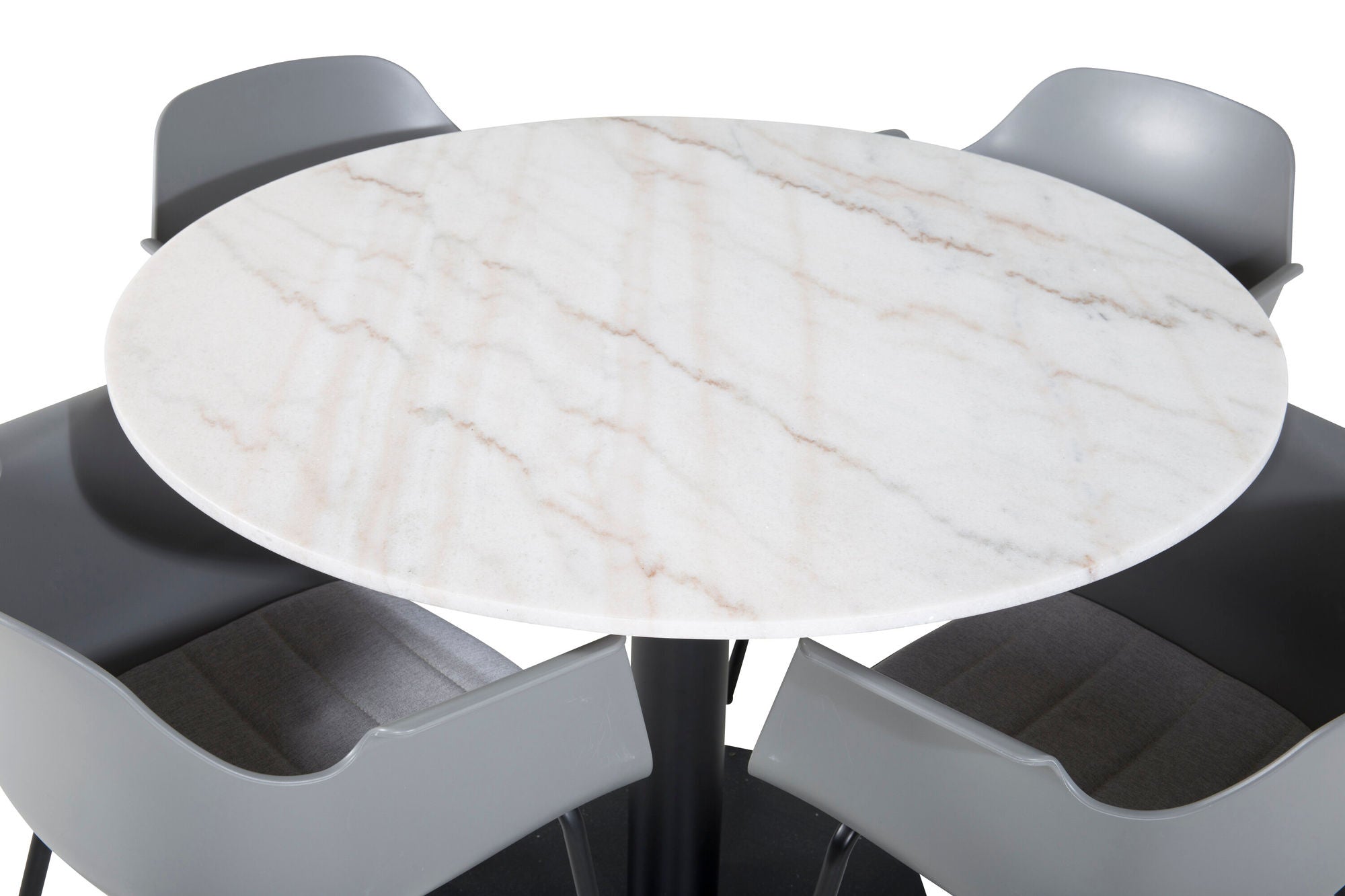Venture Home Estelle rund spisebord ø106 H75 - White / Black+Comfort Plastic Spisebordsstol - Black Legs - Grey Plastic_4