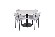 Venture Home Estelle rund spisebord ø106 H75 - White / Black+Vault Spisebordsstol - Black Legs - Grey Fabric_4