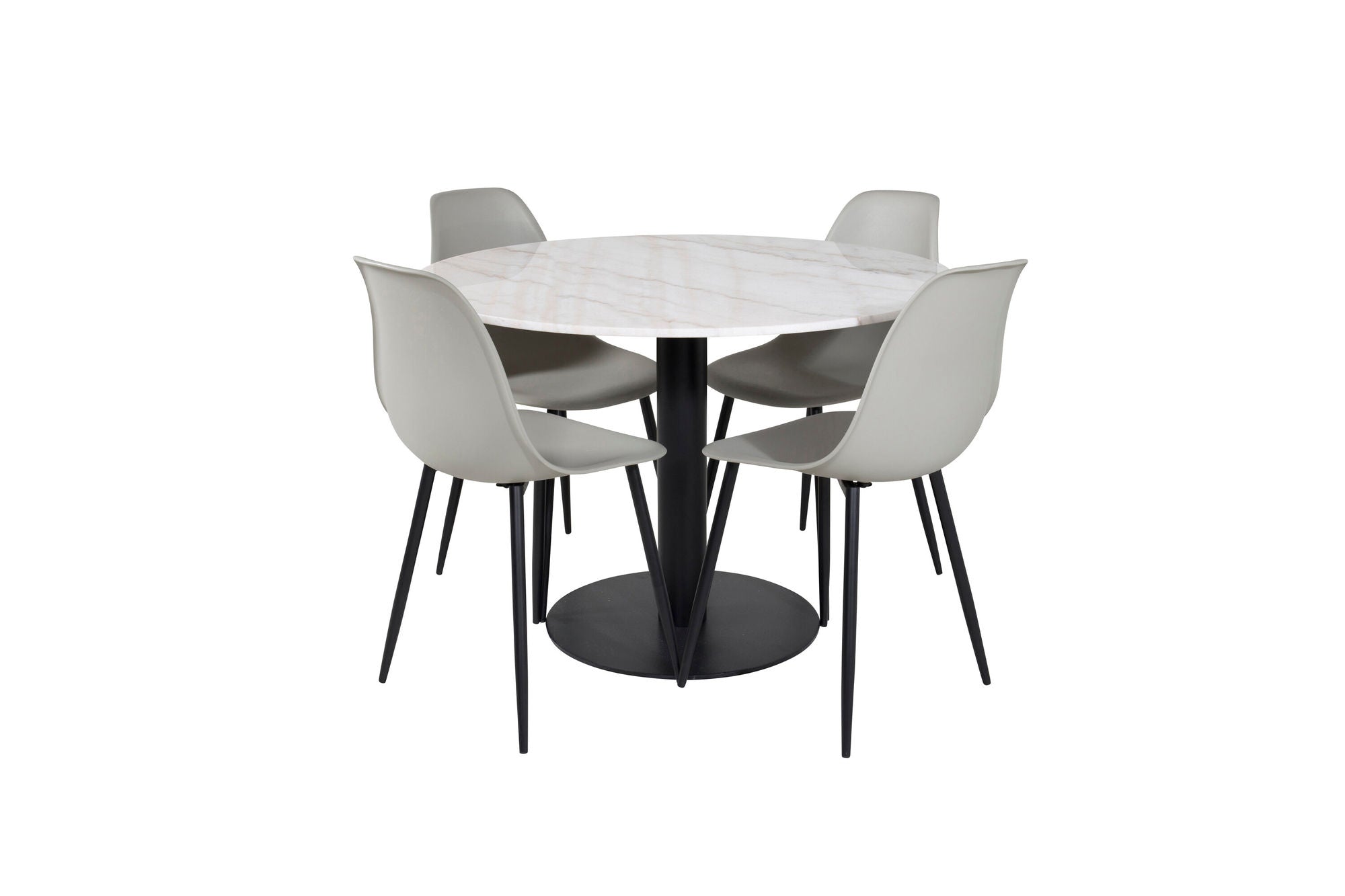 Venture Home Estelle rund spisebord ø106 H75 - White / Black+Polar Plastic Spisebordsstol - Black Legs / Grey Plastic_4