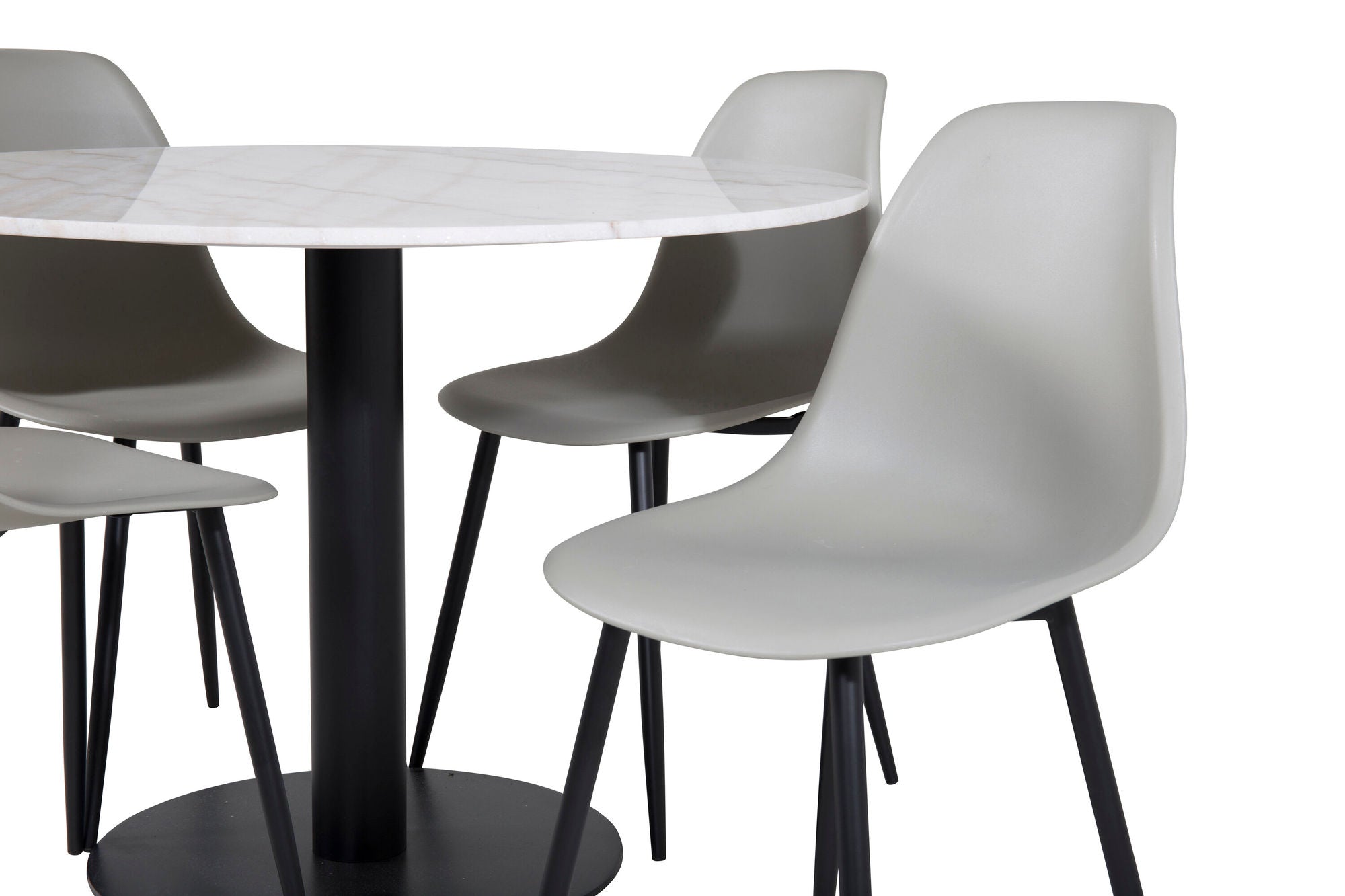 Venture Home Estelle rund spisebord ø106 H75 - White / Black+Polar Plastic Spisebordsstol - Black Legs / Grey Plastic_4
