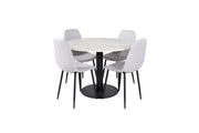 Venture Home Estelle rund spisebord ø106 H75 - White / Black+Polar Diamond Spisebordsstol - Black Legs - Grey Fabric_4