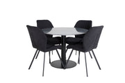 Venture Home Estelle rund spisebord ø106 H75 - Black / Black+Gemma Spisebordsstol - Black Legs - Black Fabric_4