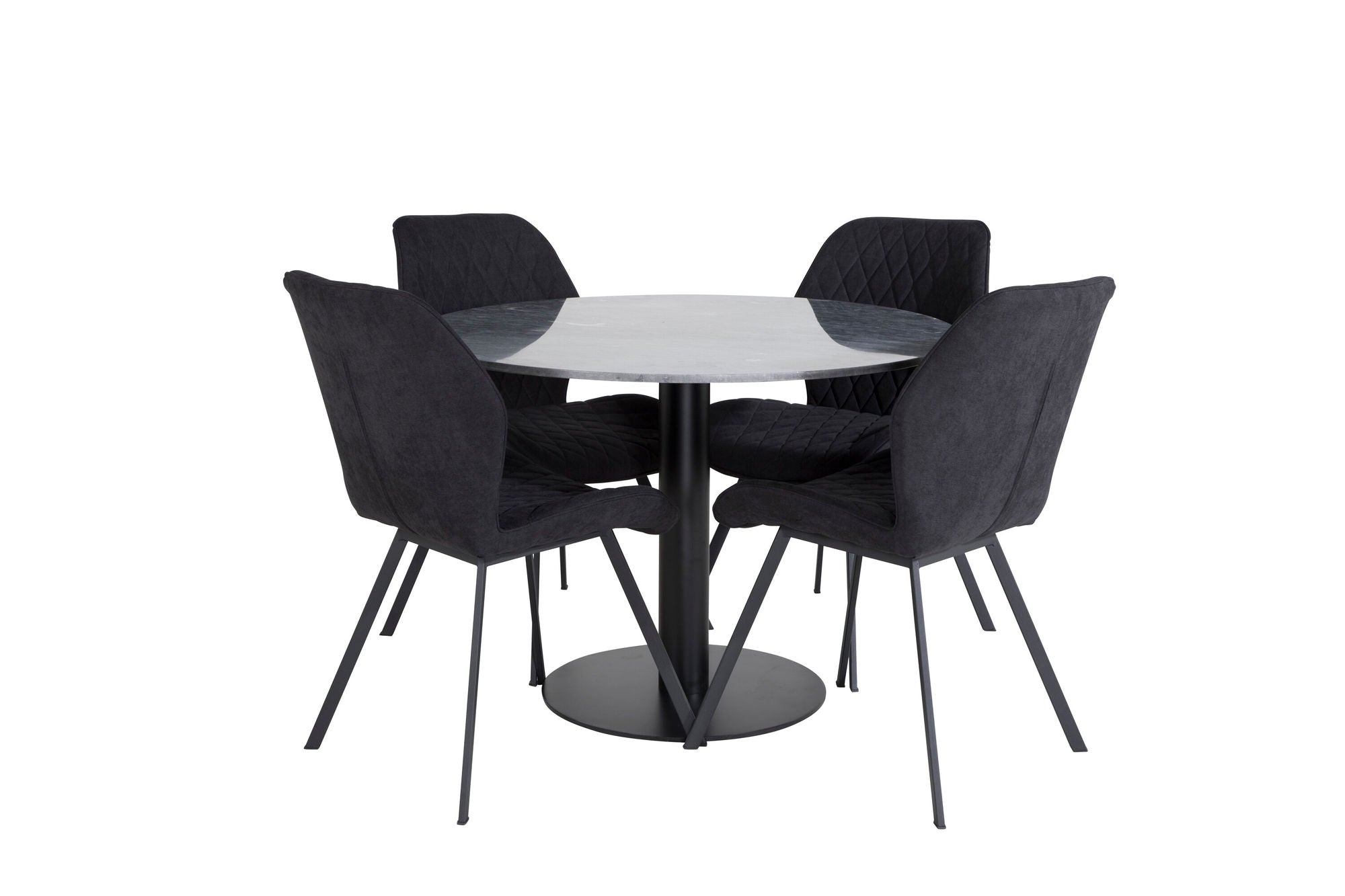 Venture Home Estelle rund spisebord ø106 H75 - Black / Black+Gemma Spisebordsstol - Black Legs - Black Fabric_4