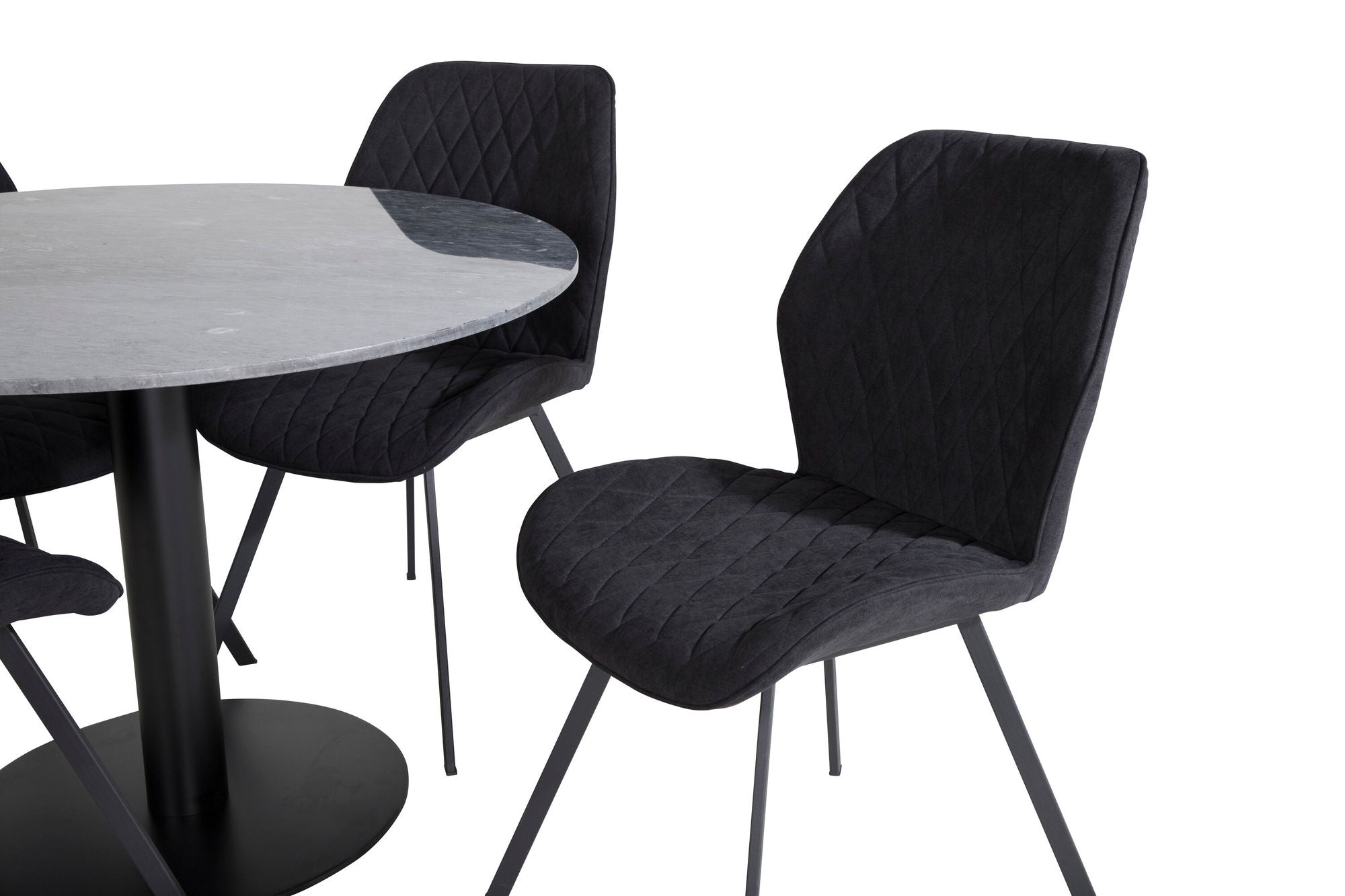 Venture Home Estelle rund spisebord ø106 H75 - Black / Black+Gemma Spisebordsstol - Black Legs - Black Fabric_4