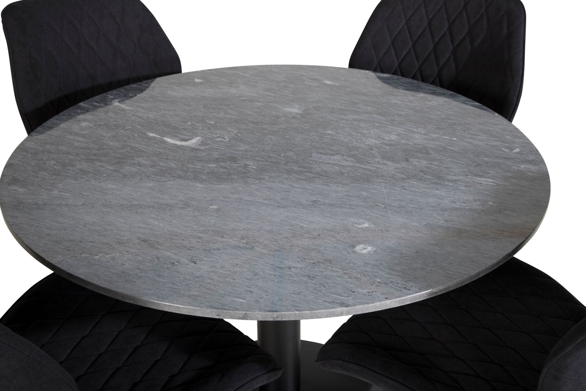 Venture Home Estelle rund spisebord ø106 H75 - Black / Black+Gemma Spisebordsstol - Black Legs - Black Fabric_4