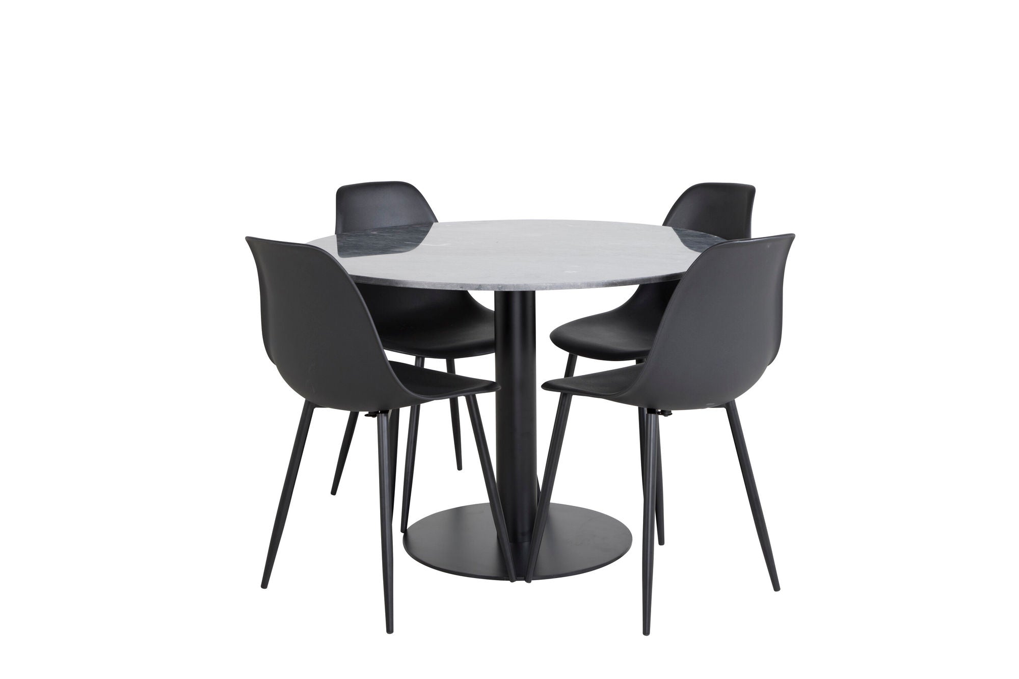 Venture Home Estelle rund spisebord ø106 H75 - Black / Black+Polar Plastic Spisebordsstol - Black Legs / Black Plastic_4