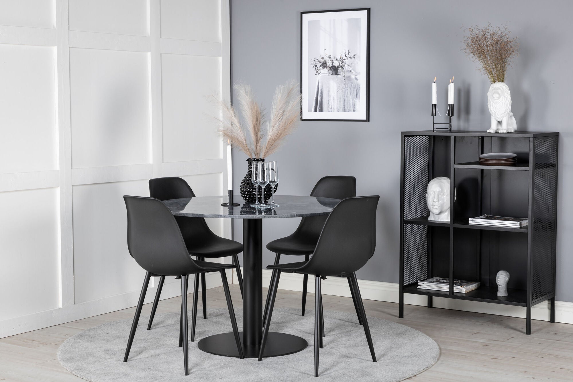 Venture Home Estelle rund spisebord ø106 H75 - Black / Black+Polar Plastic Spisebordsstol - Black Legs / Black Plastic_4