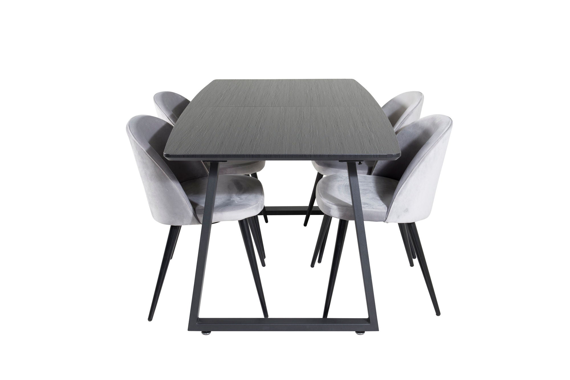 Venture Home Inca Extentionbord - Black top / black Legs+Velvet Spisebordsstol - Light Grey / Black_4