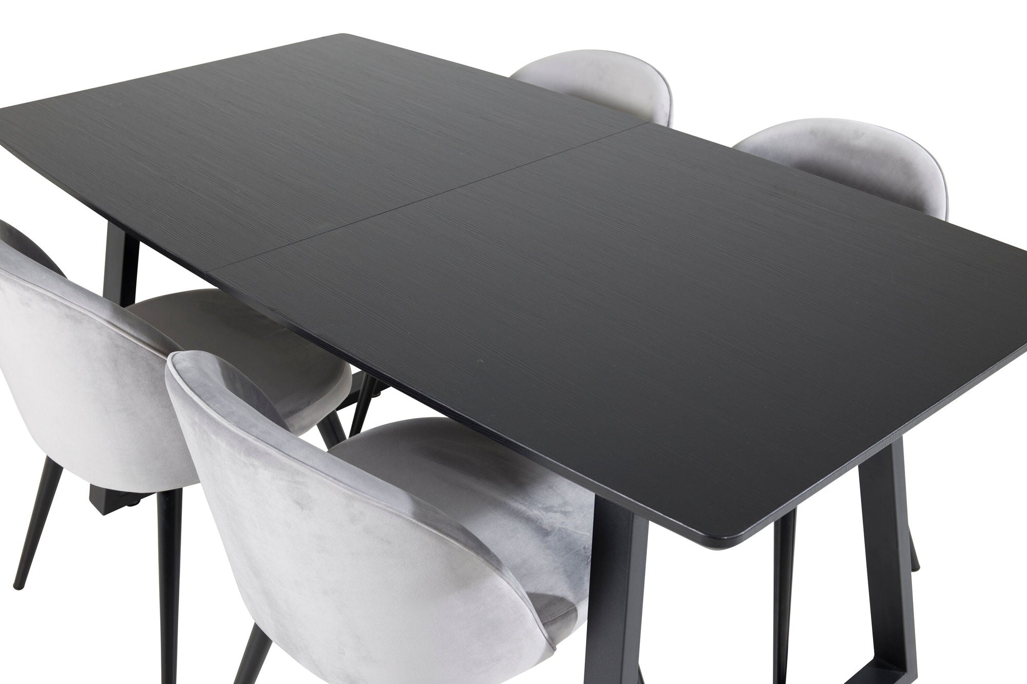 Venture Home Inca Extentionbord - Black top / black Legs+Velvet Spisebordsstol - Light Grey / Black_4